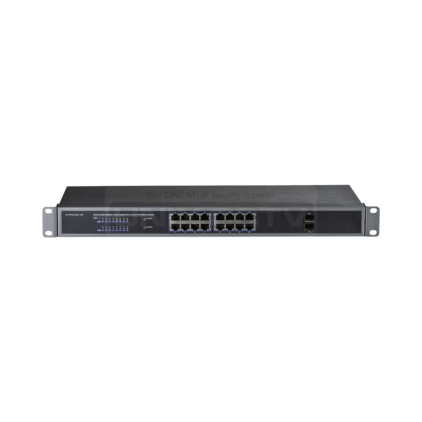 16 Port 10/100/1000Base-TX with 16 Port PoE Switch / 2 SFP Ports / 250W